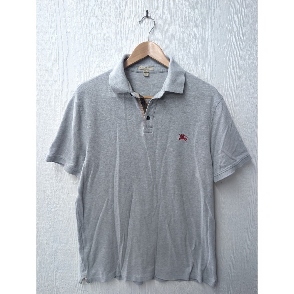Burberry Brit Polo Shirt Short Sleeve 100% Cotton Gray Size XL